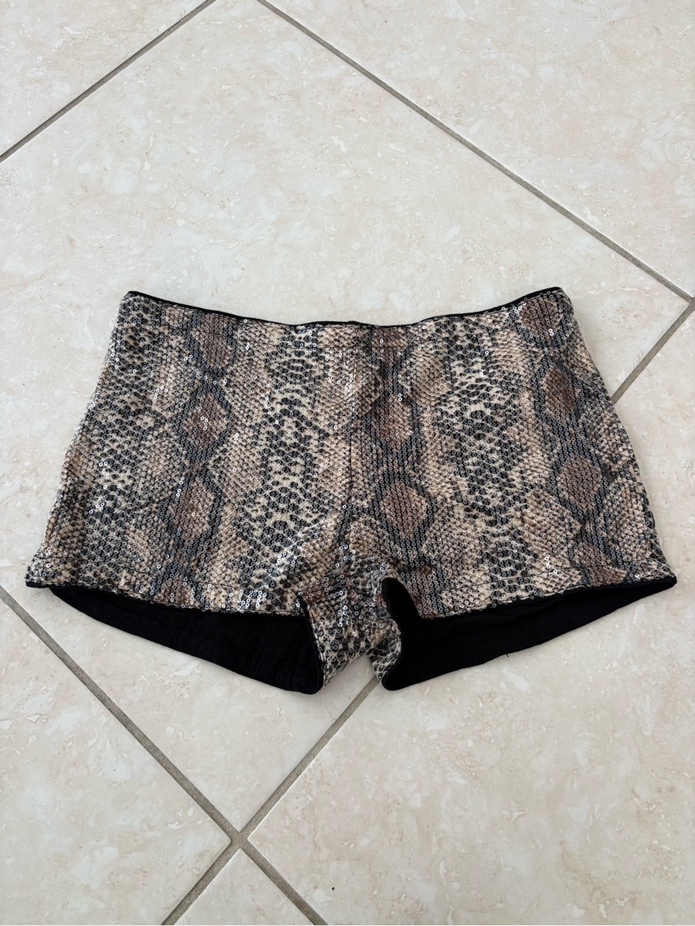 SHEIN Snake-Print Shorts - Brown & Black